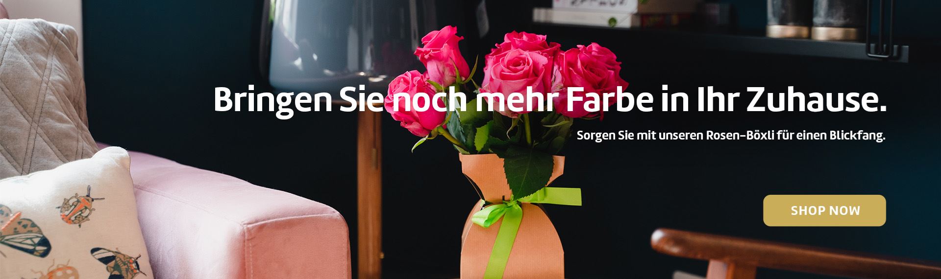 Bringen Sie noch mehr Farbe in Ihr Zuhause. Sorgen Sie mit unseren Rosen-Böxli für einen Blickfang.